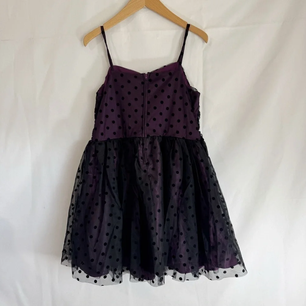 Tilt Girls polkadot tulle black and purple mini dress